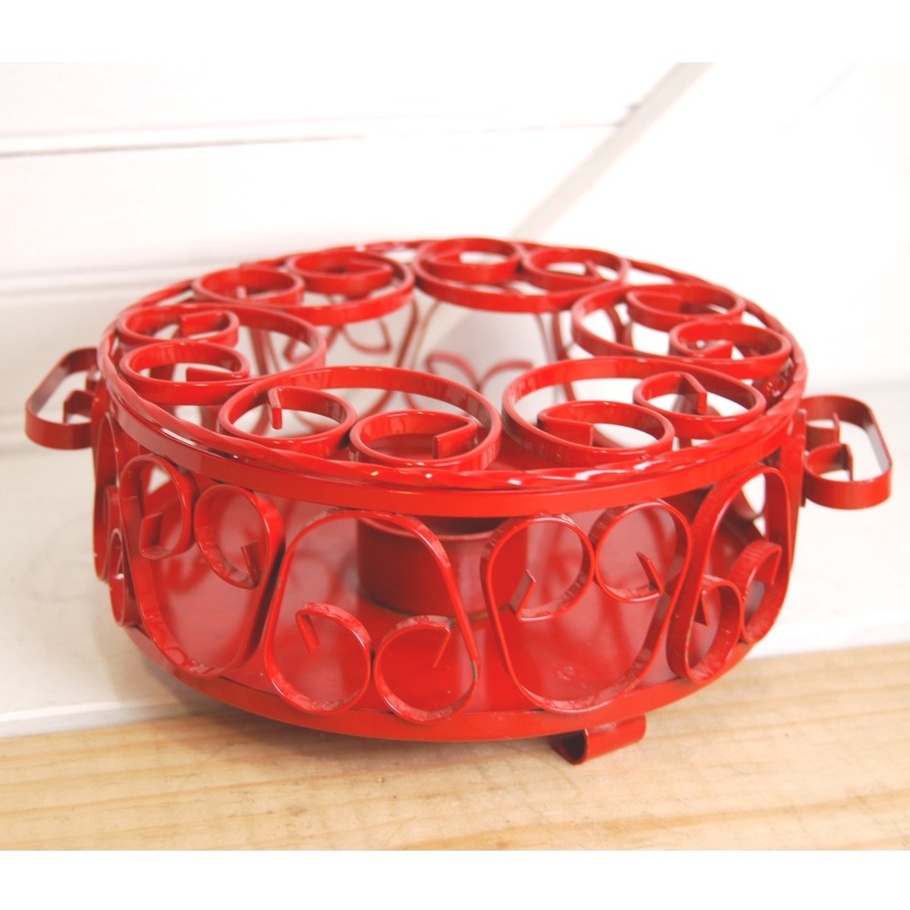 Wrought‎ Iron Tea Light Warmer Vintage Red Japanese Footed